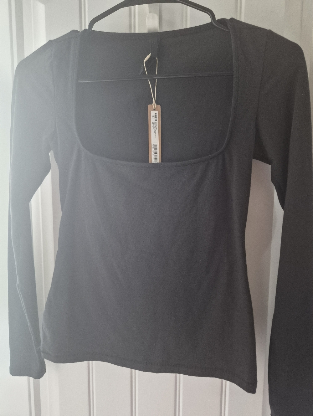Skims Long Sleeve Cotton Jersey Top - Soot